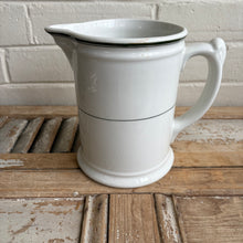 Load image into Gallery viewer, Vintage White Ironstone Pitcher with Green Stripe