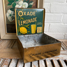 Load image into Gallery viewer, Vintage 1930s Oxade Brand Lemonade Advertising Tin - Oxo - Shop Counter Display Tin