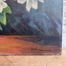 Load image into Gallery viewer, Original White Peonies Oil Painting Signed 1955