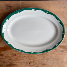 Load image into Gallery viewer, Vintage Green & White Oval Platter