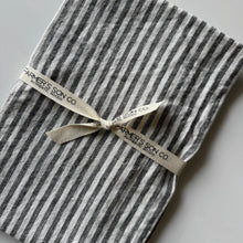 Load image into Gallery viewer, Grey + White Ticking Linen Kitchen Towel
