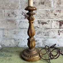 Load image into Gallery viewer, Vintage 1960s Italian Giltwood Candlestick Table Lamp – Made in Italy – Rewired
