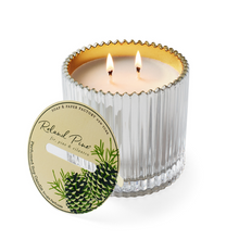 Load image into Gallery viewer, Roland Pine Silver Ribbed Glass 14oz Candle by Soap and Paper Company in New York City