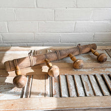 Load image into Gallery viewer, Antique French 4-Peg Coat Rack - Mushroom Acorn Pegs / Faux Bamboo - c.1900s