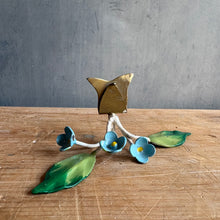Load image into Gallery viewer, 1960s Italian Tole Forget-Me-Not Place Card Holders - Set/8