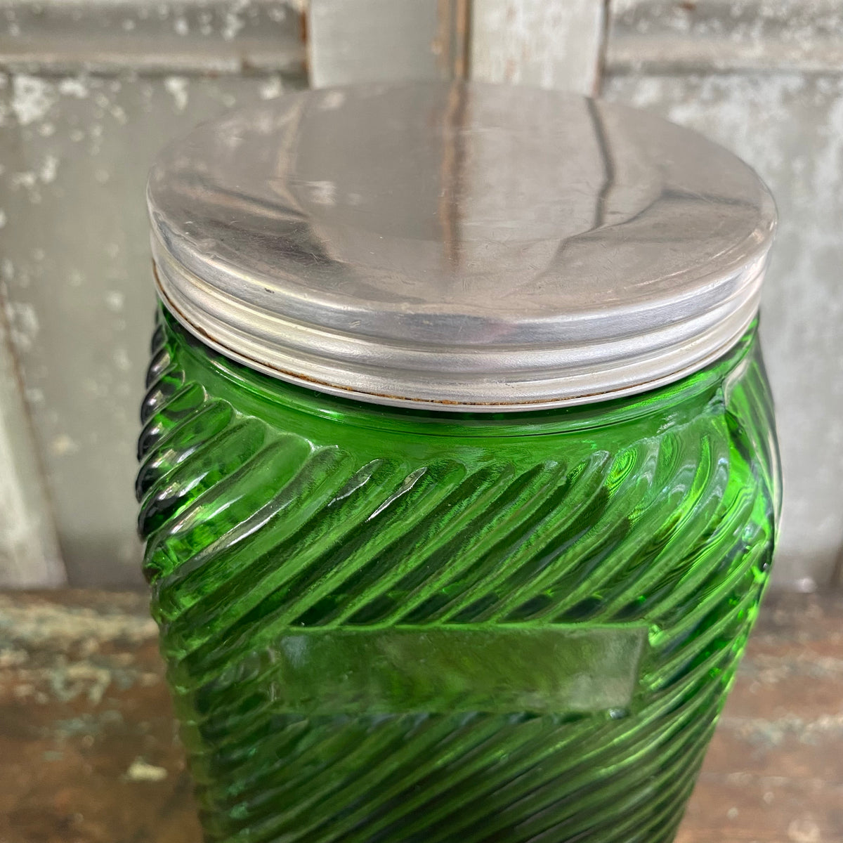 Vintage Owens Illinois Green Glass Coffee Canister Blackbird Vintage