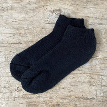 Load image into Gallery viewer, Preshrunk Wool Black Slipper Socks Made in Canada by Blackbird Vintage Finds