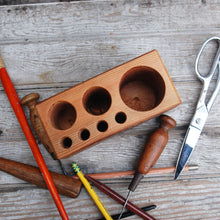 Load image into Gallery viewer, Large Wooden Desk Caddy handmade by Peg and Awl in Philadelphia