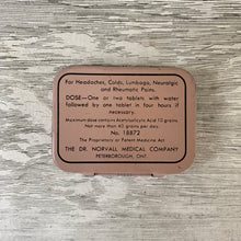 Load image into Gallery viewer, Vintage Norvall’s Pill Tin c1940