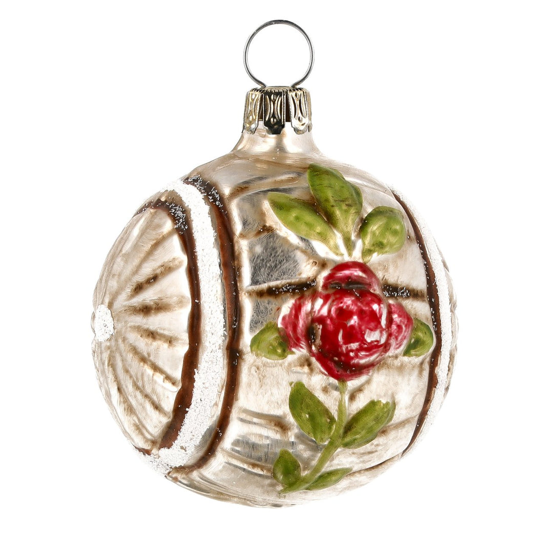 Rose Bauble Glass Ornament Made in Germany