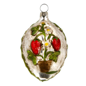 Flowerpot with Strawberries Glass Ornament Made in Germany