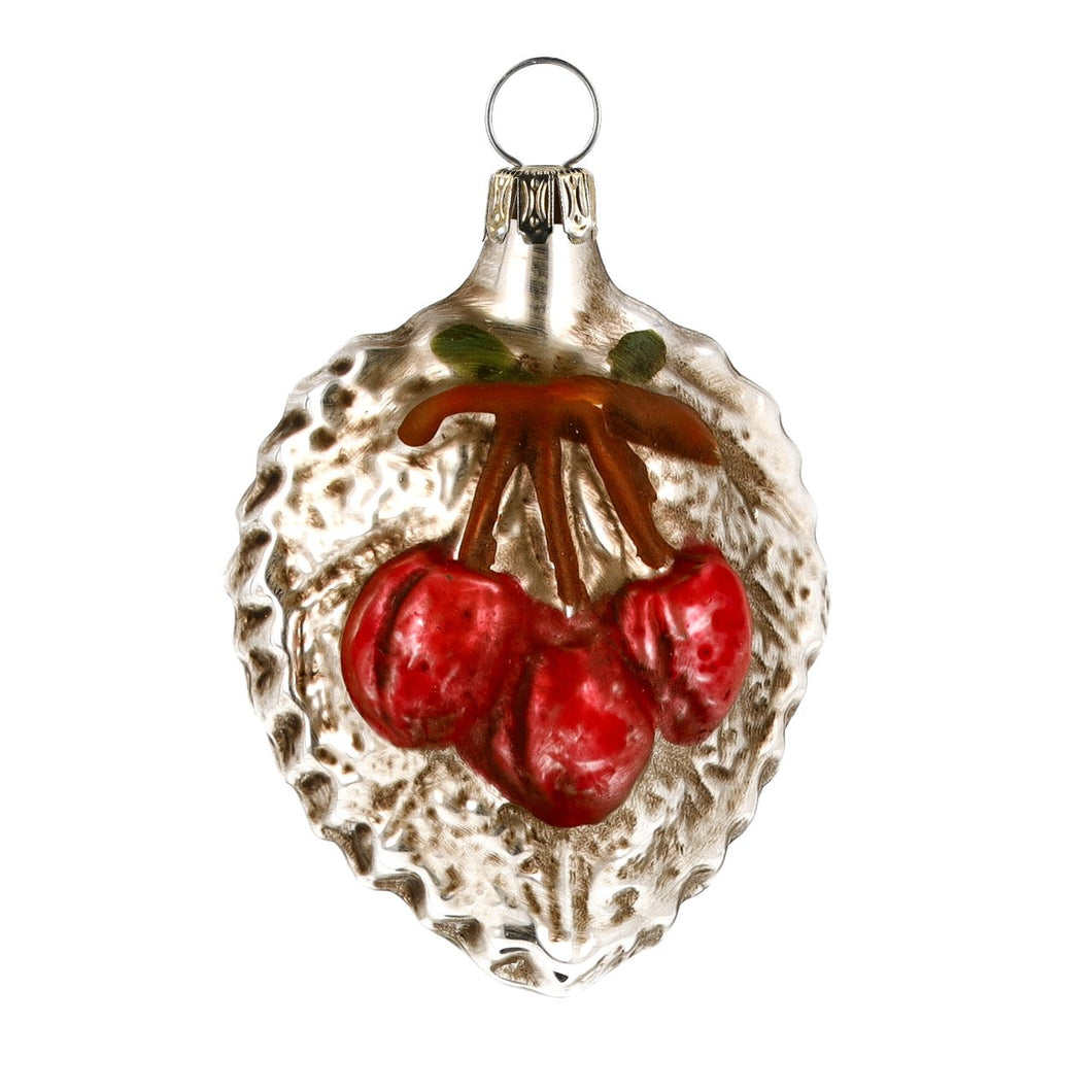 Cherries with Leaves Glass Ornament Made in Germany