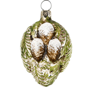 Spruce with  Pine Cones Glass Ornament