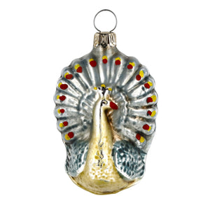 Small Glass Peacock Ornament Made in Germany