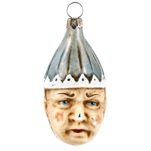 Double Face Clown with Blue Cap Glass Ornament Made in Germany