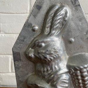 Antique Medium Standing Rabbit with Basket Mold 10-1/4”h