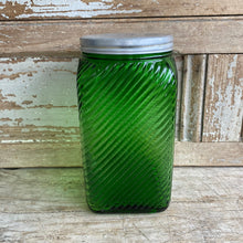 Load image into Gallery viewer, Vintage Owens Illinois Green Glass Sugar Canister
