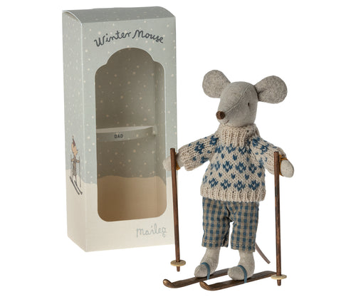Maileg Winter Mouse with Ski Set - Dad