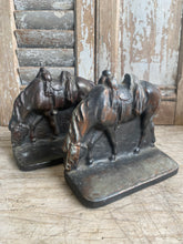 Load image into Gallery viewer, Antique Grazing Horses Cast Iron Bookends c1920
