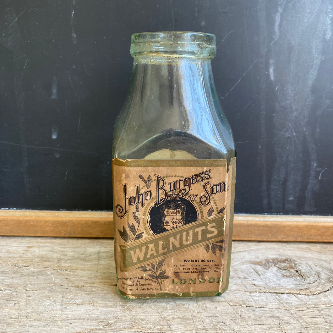 19th Century Antique John Burgess & Son Walnuts Glass Jar