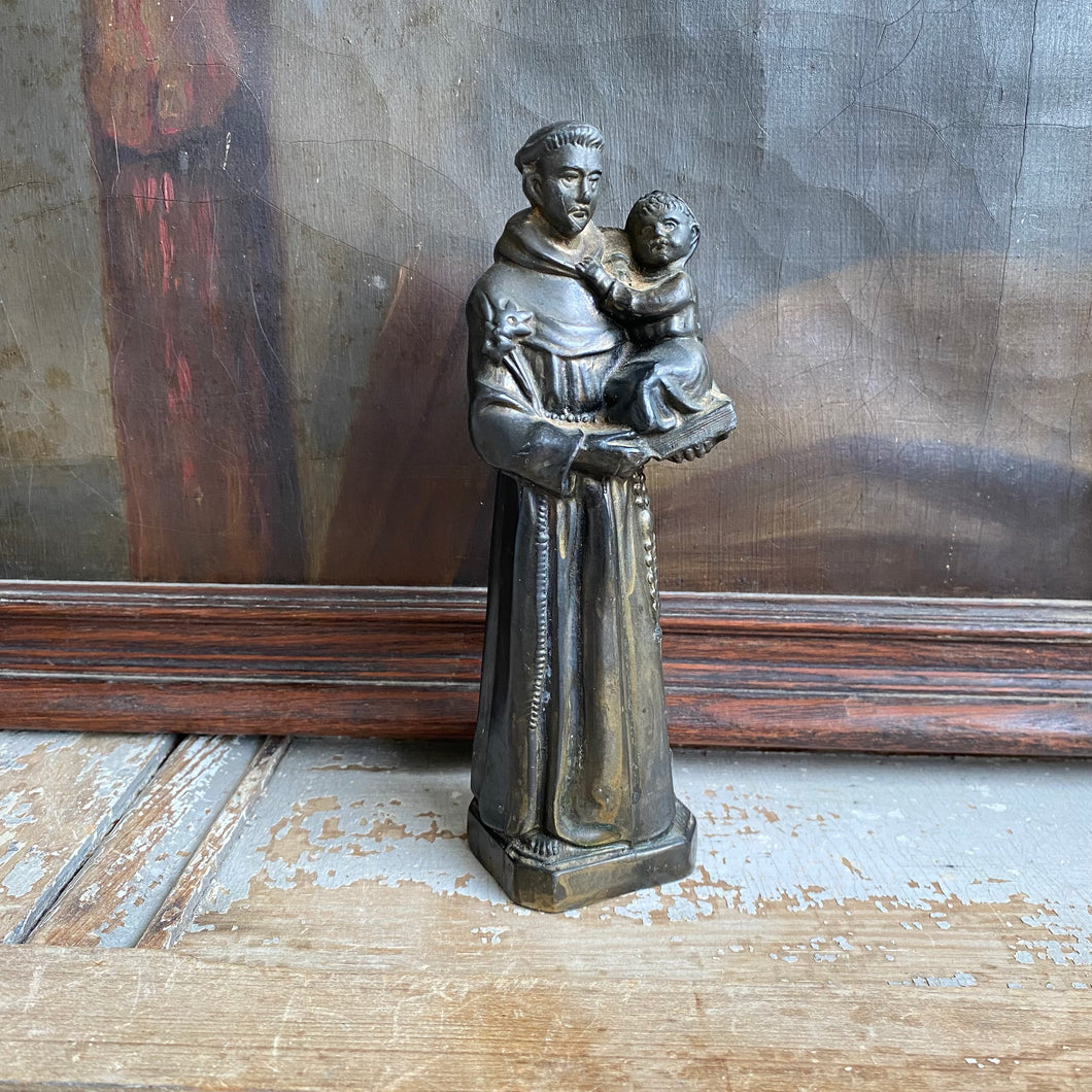 Antique French Spelter Statue - St. Anthony