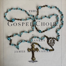 Load image into Gallery viewer, Antique French Sky Blue Glass Rosary c1900-1920
