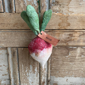 Handmade Spun Cotton Radish Ornaments by Karat and Clover Company in Toronto