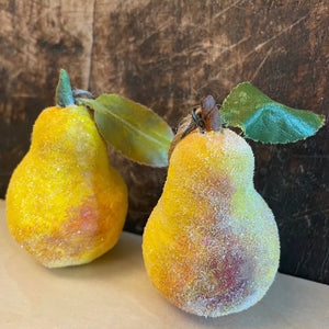 Handmade Spun Cotton Pear Ornament