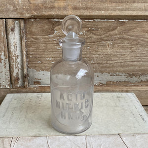 Antique Apothecary Chemical Bottle - Nitric Acid