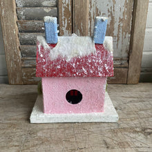 Load image into Gallery viewer, Pink Papier Mâché House with Snowman
