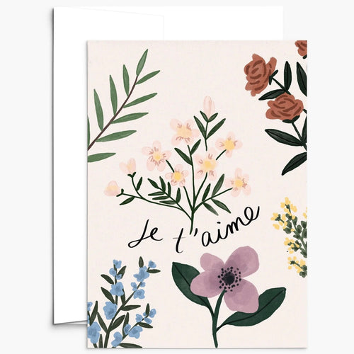 Je T’aime Jardin De Fleurs Greeting Card by Mimi & August in Montreal Quebec Canada