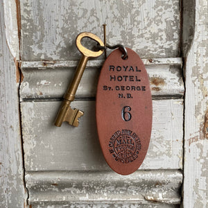 Vintage Royal Hotel Key and Fob from St. George New Brunswick