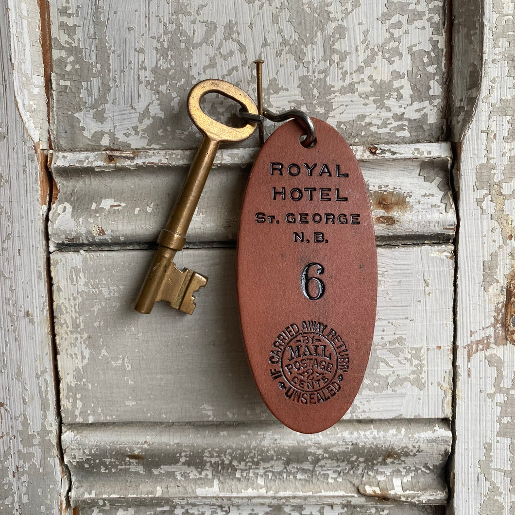 Vintage Royal Hotel Key and Fob from St. George New Brunswick