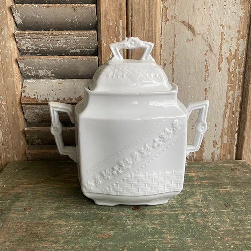 Antique Ironstone Covered Sugar Bowl c1900