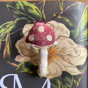 Handmade Spun Cotton Mushrooms Red + Pink