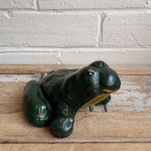 Load image into Gallery viewer, Antique Painted Cast Iron Bullfrog Doorstop
