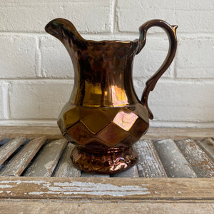 Vintage Copper Lustreware Diamond Pitcher