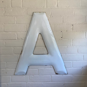 VIntage White Porcelain Sign Letter "A"
