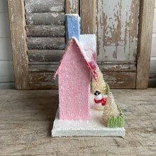 Load image into Gallery viewer, Pink Papier Mâché House with Snowman
