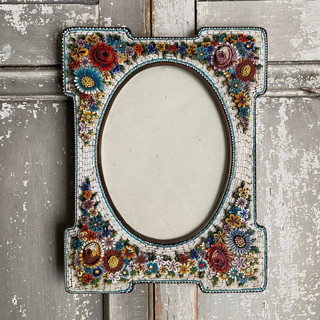 Antique Italian Micro Mosaic Picture Frame c1900