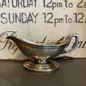 Antique Silverplated Monogrammed Petite Gravy Boat