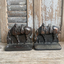 Load image into Gallery viewer, Antique Grazing Horses Cast Iron Bookends c1920

