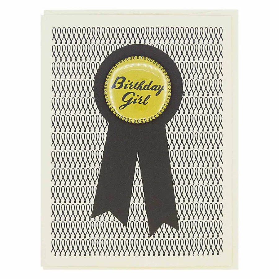 Birthday Girl Greeting Card with Button made by Regional Assembly of Text in Vancouver BC