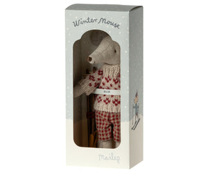 Maileg Winter Mouse with Ski Set - Mum