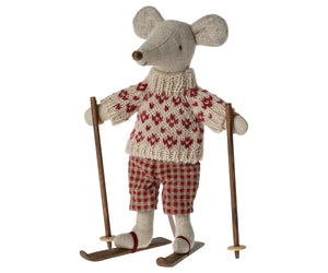 Maileg Winter Mouse with Ski Set - Mum