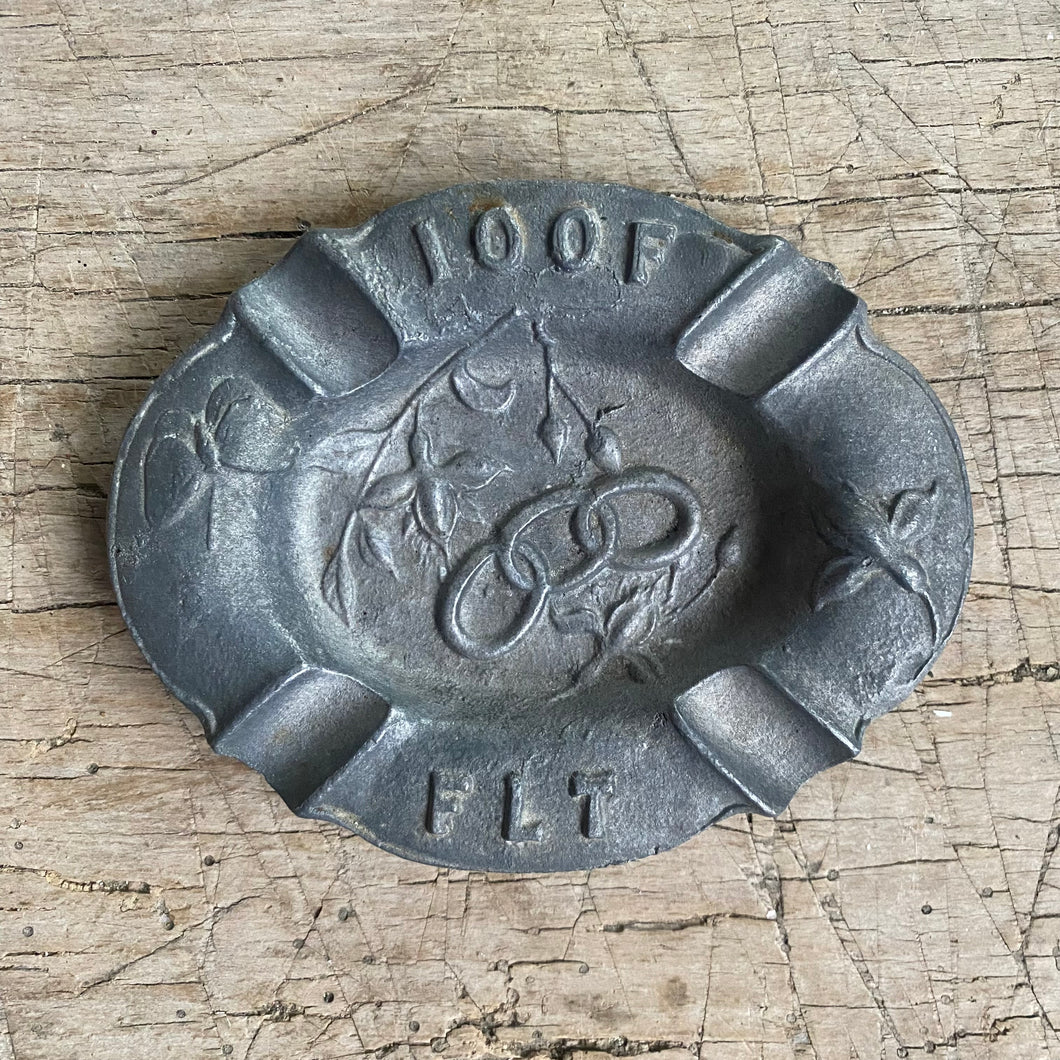 Antique IOOF Oddfellows Metal Embossed Ashtray