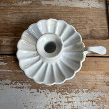 Load image into Gallery viewer, Vintage French Scalloped Enamel Chamberstick Candle Holder

