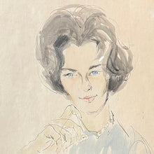 Load image into Gallery viewer, Vintage Watercolour Portrait of a Society Woman 1963
