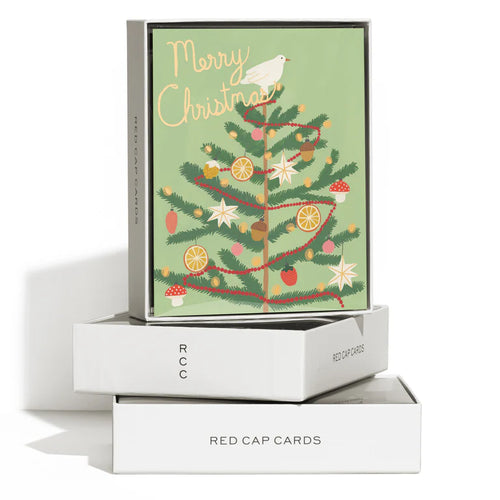 Christmas Spice Tree Foil Card Box of 8 Cards by Red Cap Cards