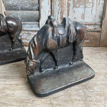 Load image into Gallery viewer, Antique Grazing Horses Cast Iron Bookends c1920
